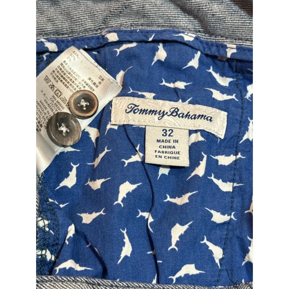 Tommy Bahama Mens Blue Linen Blend Flat Front Shorts Size 32 Chambray Texture